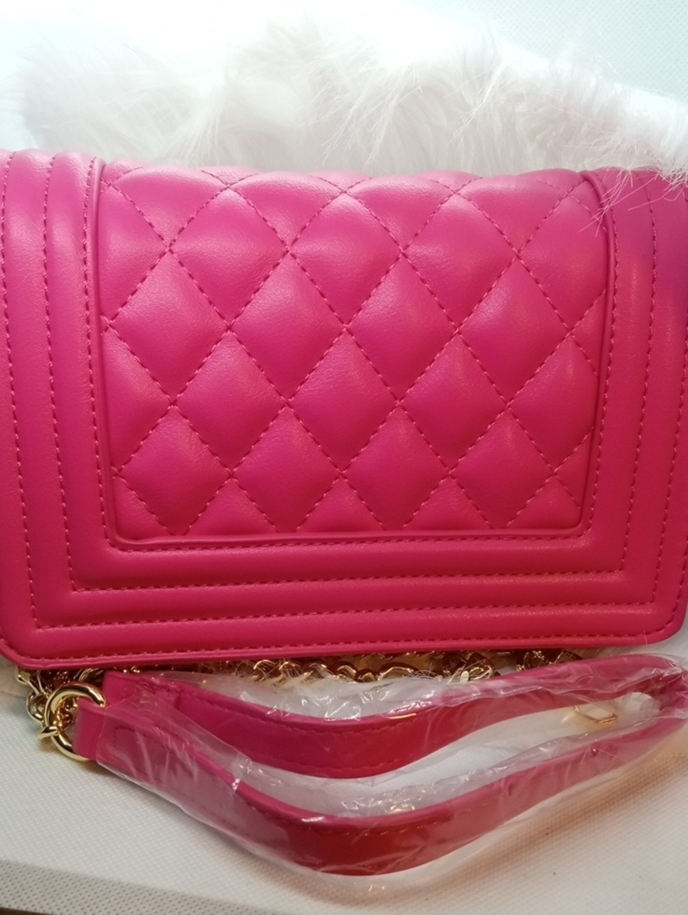 HOT PINK QUITED SMALL SHOULDER BAG - Picture 7 of 13